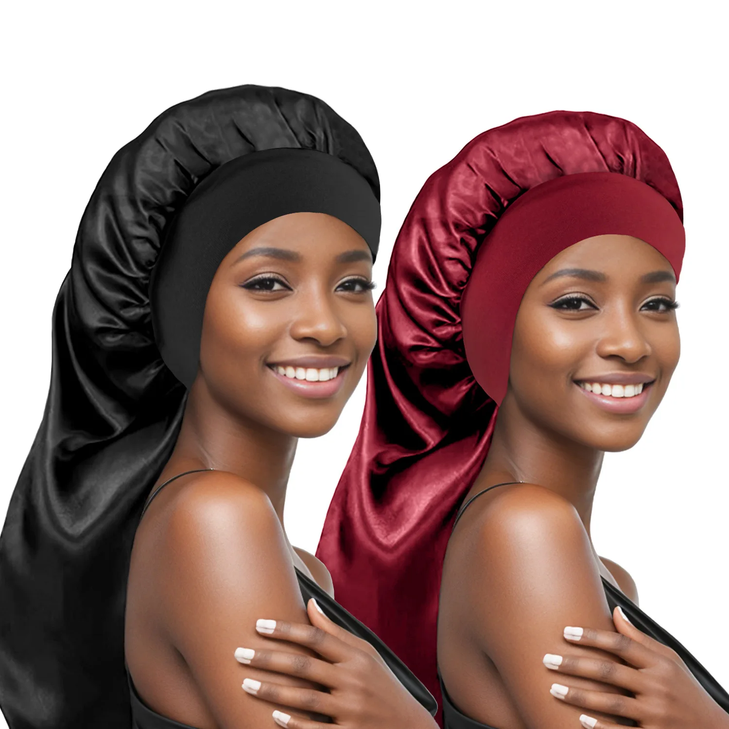 10 PCS Braid Bonnet Silk Bonnet Foldable Extra Long Wrap for Braids Satin Bonnets with Long Sleep Cap