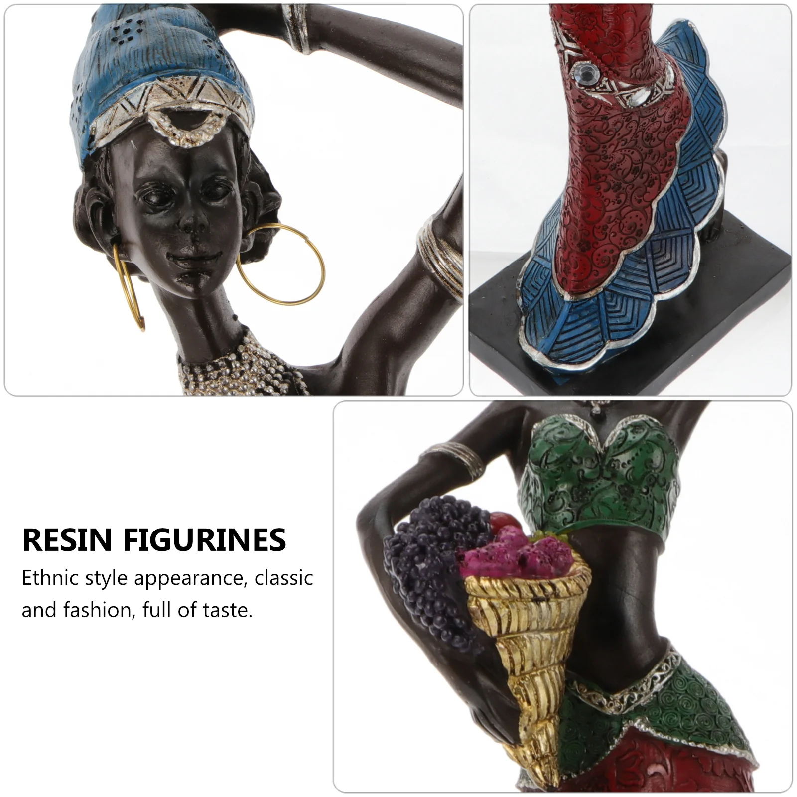 

Creative African Women Statue Resin Ethnic Style Gold Basket Home Office Desktop Decoration Resin Craftwork Ornament