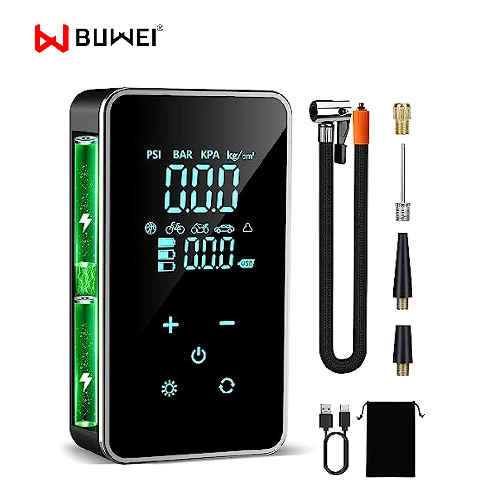 BUVAYE Mini Car Tire Inflator Pump Portable Electric Pump Multifunctional Automatic High-pressure Flushing Air Compressor