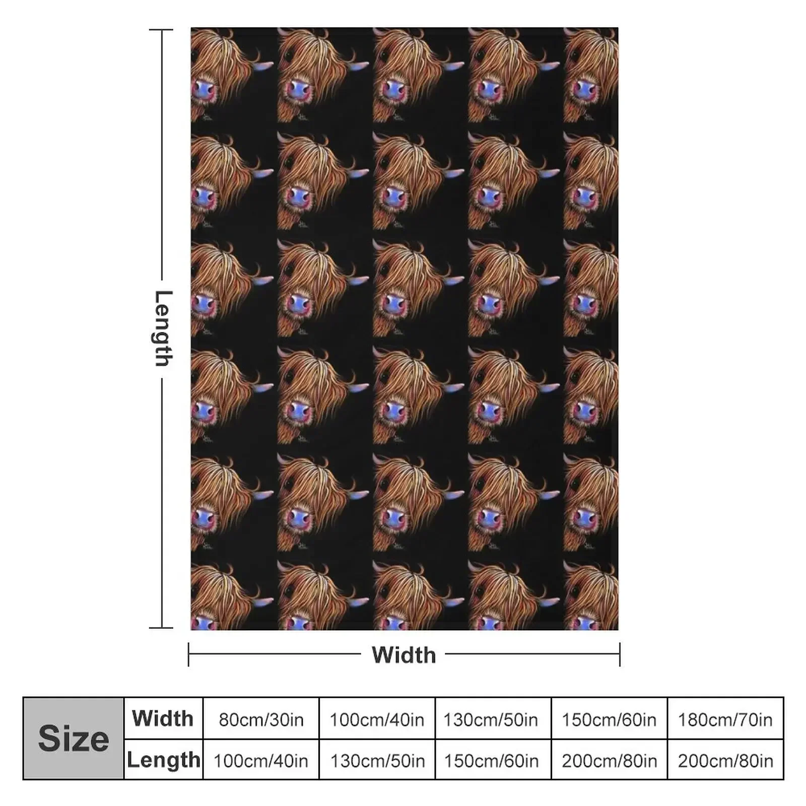 HiGHLaND CoW PRiNT SCoTTiSH ' SuGaR LuMP 2 ' BY SHiRLeY MacARTHuR Throw Blanket Large Furrys Blankets