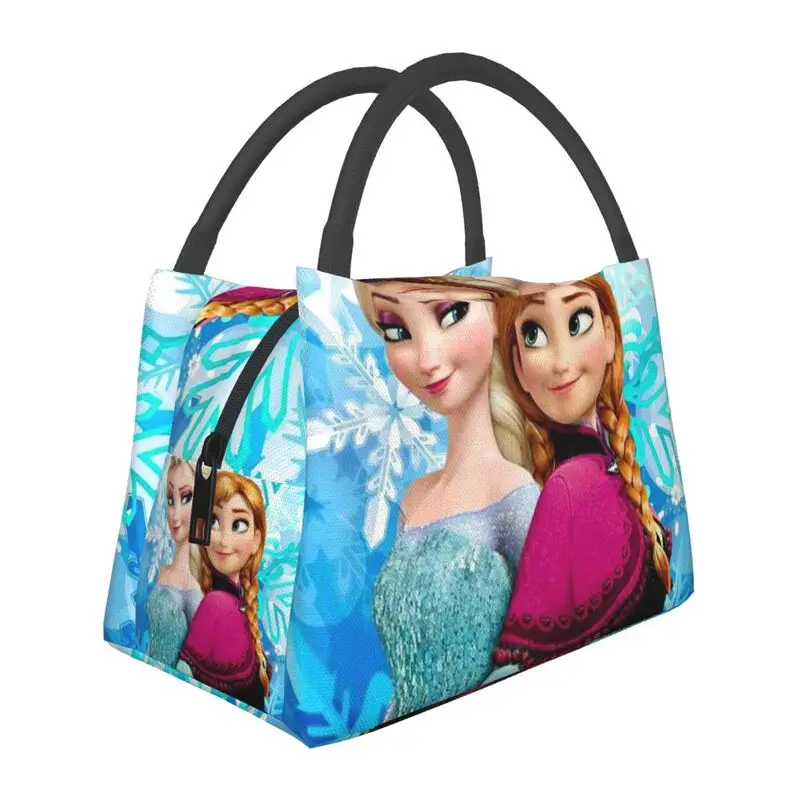 

Frozen Princess Elsa Anna Insulated Lunch Tote Bag for Women Resuable Thermal Cooler Bento Box Outdoor Camping Travel