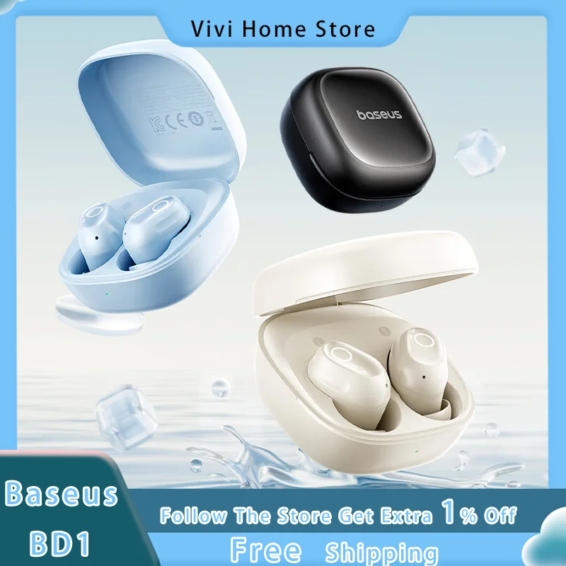 Baseus BD1 True Wireless Earphones Wireless Sports Gaming Earphones Call Noise Reduction Bluetooth 5.4 Custom Earphones