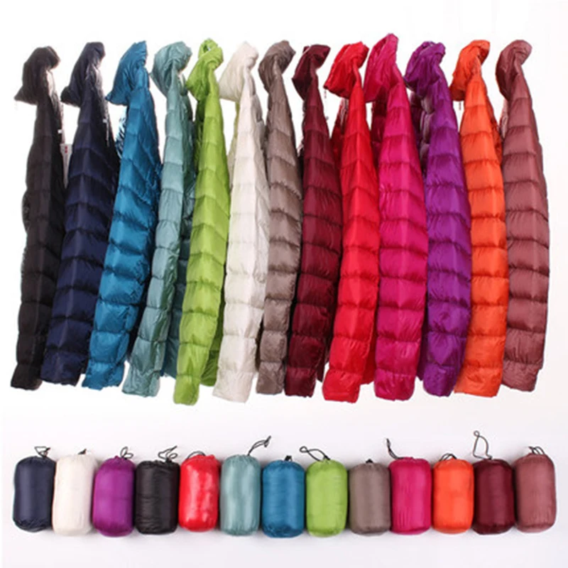 New 2025 Women Ultra Light Down Hooded Puffer Jacket Women Portable Lightweight Windproof Female Autumn And Winter Warm Coats