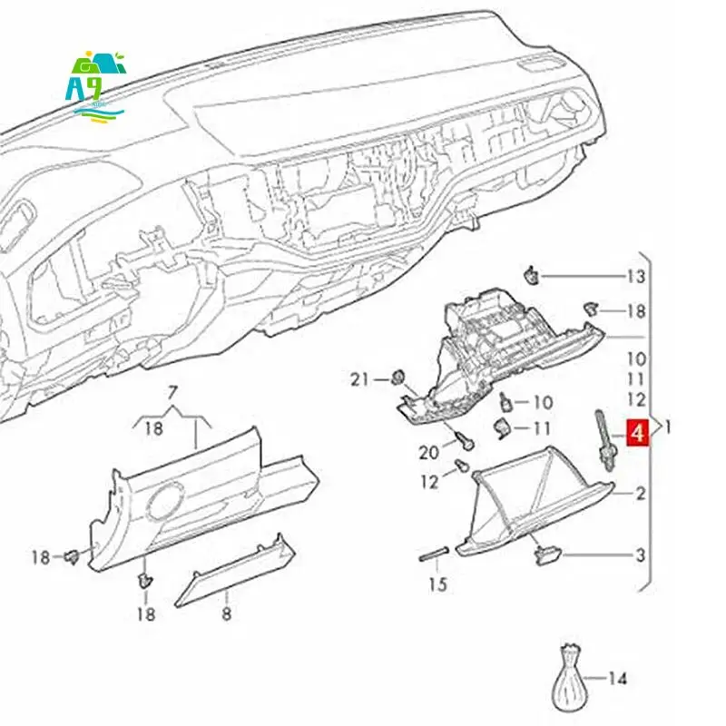 

A09E-Car Interior LHD Glove Box Damper Brake Elements For Golf 7 MK7 Passat Arteon Atlas T-Roc Kodiaq Touran 5G1858309