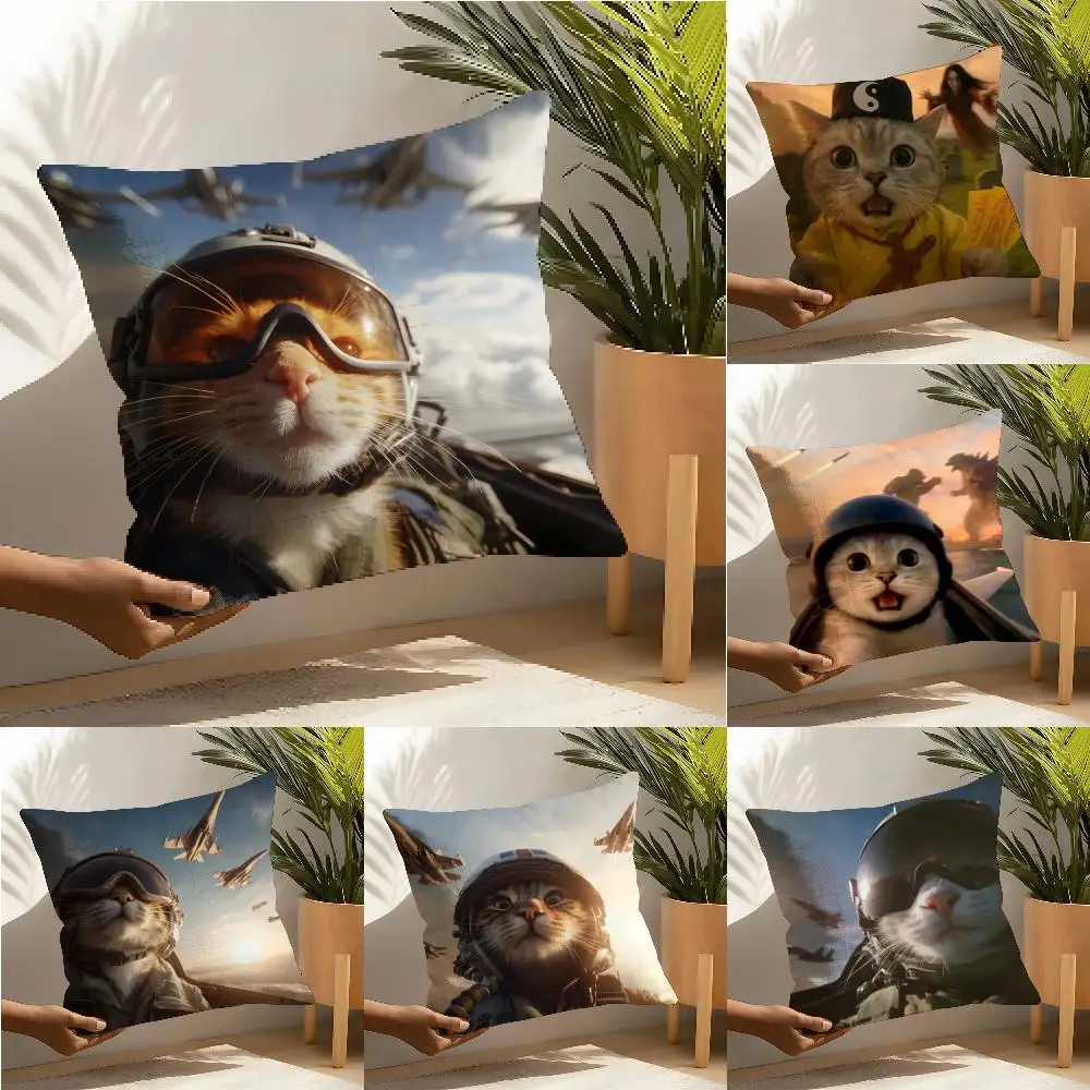 Cat Young Peoples Spirit Crazy Aesthetics Pillow Case linen pillow case sofa home decor cushion cover cushion cove