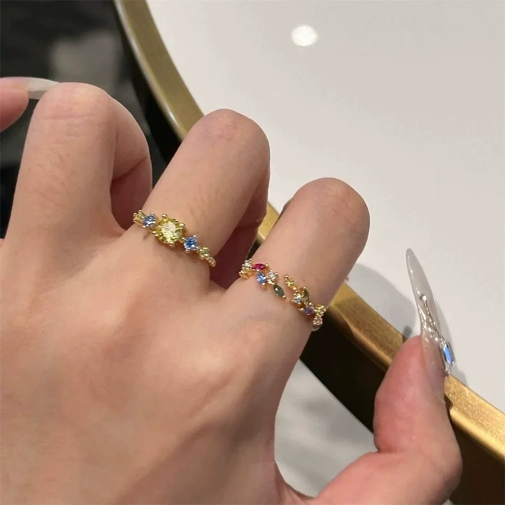 925 Sterling Silber Bunter Vierblättriger Blütenblatt-Ring für Damen Leichter Luxus, Hochwertig, Trendiger Modeschmuck Geschenke – Detail 10