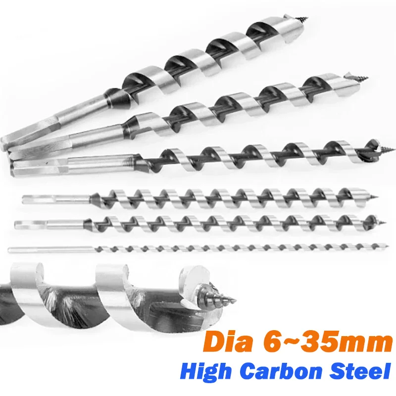 1Pcs Woodworking Roller Drill Dia 6~35mm Auger Wood Drill Bit 230/460mm Long Hexagonal Handle Twists Wood Door Lock Reaming Tool