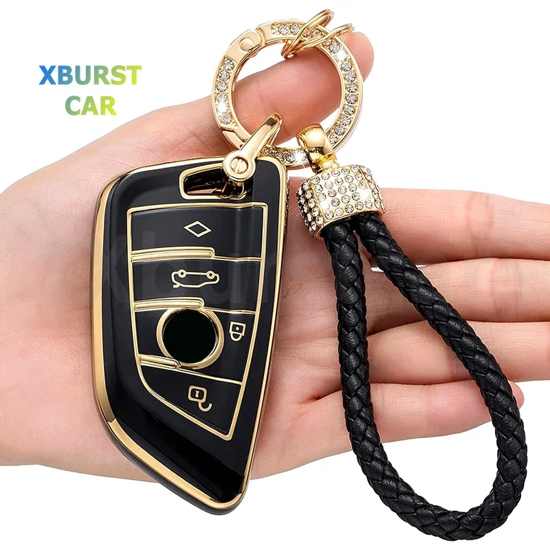 

3/4-кнопки, автоматический держатель для брелока для BMW 1 2 5 7 серии X1 X3 X4 X5 X6 F15 F16 F48 G30 G38 525 540 740, защитный чехол для ключей