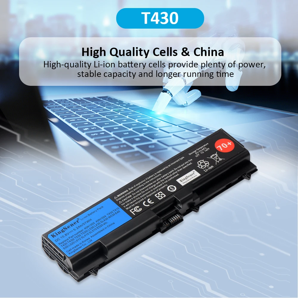 KingSener Korea Cell Battery for Lenovo ThinkPad T430 T430I T530 T530I W530 SL430 SL530 L430 L530 45N1104 45N1105 45N1013