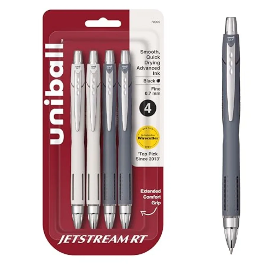 

Jetstream RT Pens - NY Times Wirecutter Best Pen for Over a Decade - Pack of 4 Black Fine Point Pens 0.7mm - Back to School