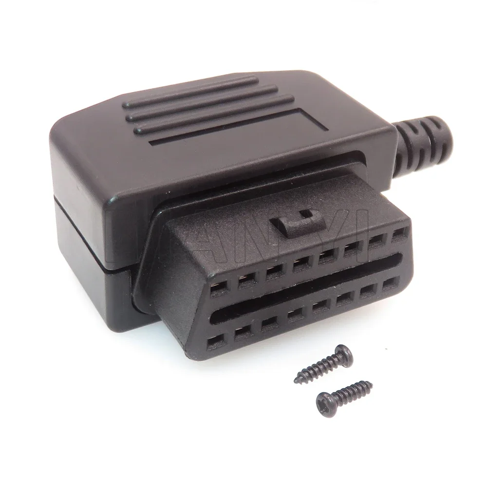 

1 комплект, 16-контактный автомобильный OBD2 OBDII диагностический интерфейс, незапечатанный кабельный разъем, вилка для модификации в сборе переменного тока, автоматическая тестовая розетка OBD