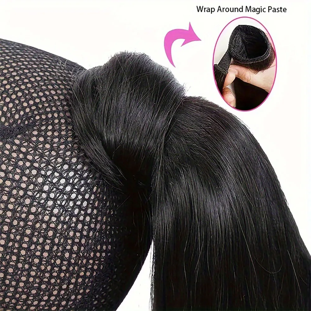 8-30 Inch Straight Hair Pony Ponytail With Magic Paste 100% Brazilian Remy Human Hair Ponytail Extensions Natural Hair