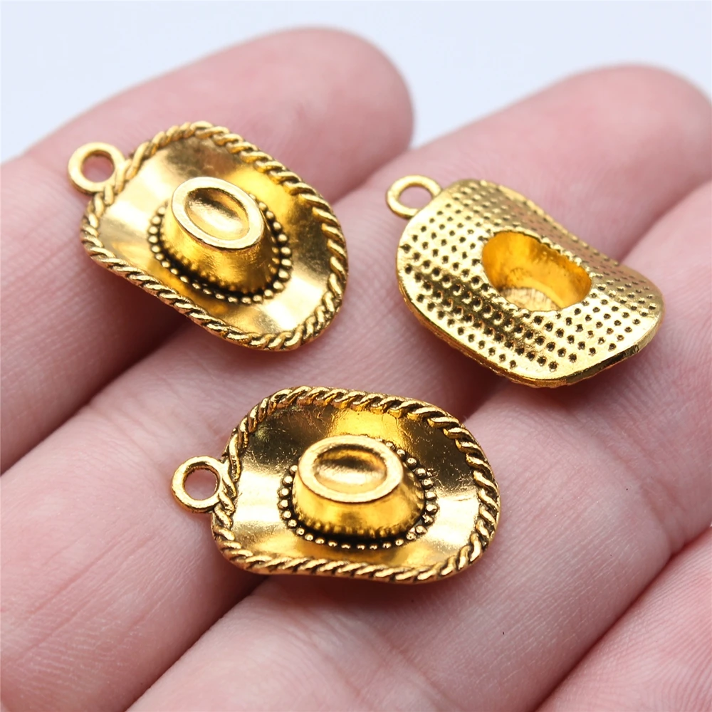 WYSIWYG 10 sztuk 23x13mm kowbojski kapelusz urok zawieszki do tworzenia biżuterii