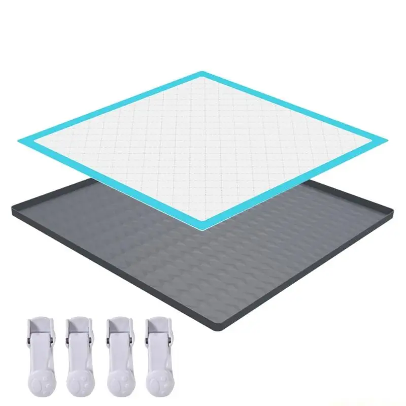 QX2E Reusables Silicones Waterproof Dog Urine Pad Anti Leakage Pet Mats with Secure Clip Puppies Training Mats