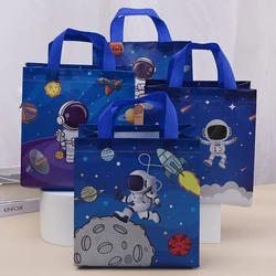 12Pcs Astronaut Theme Non Woven Gift Packaging Bag Galaxy Outer Space Shopping School Bag for Birthday Baby Shower Party Decor