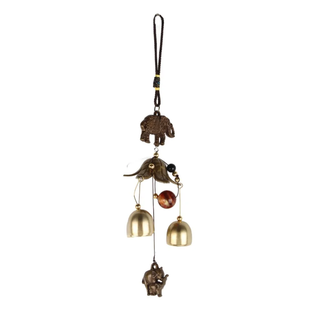 2pcs Alloy Construction Metal Wind Chimes Elephant Design Exquisite Workmanship Hanging Wind Bell Decorative Wind Chimes
