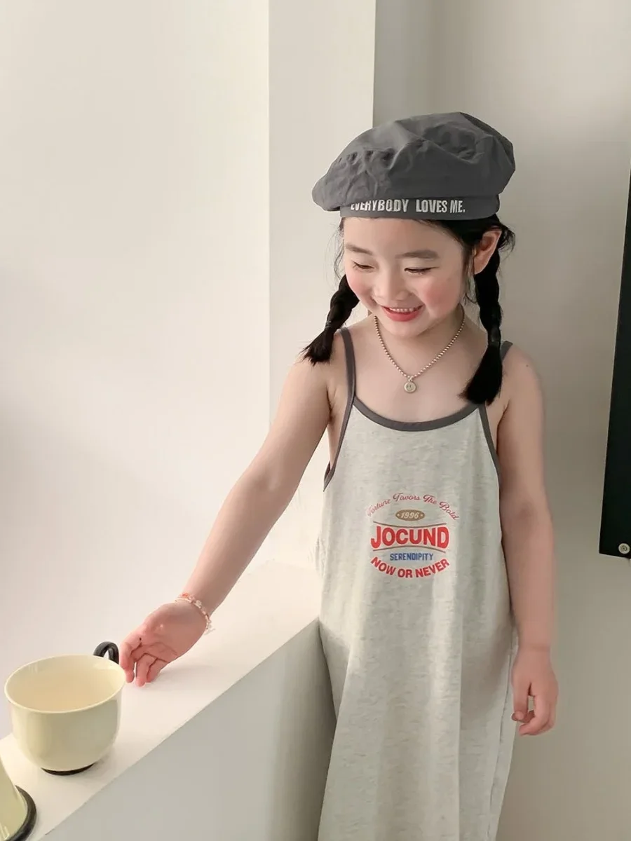 

Korean Sle Baby Girl's Summer Dr Trendy Printed Strap Dr Cotton Material Casual Sle for Ages 3-3 Cute Baby Outfit