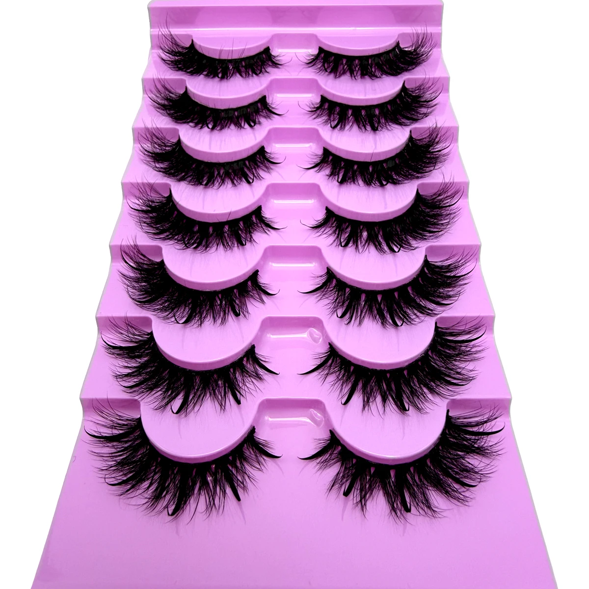 Neue 7 Paar Manga-Wimpern, natürliche Faux-Mink-Wimpern, spitz zulaufend, dicht, natürlich, volle Streifenwimpern, neue Make-up-Wimpern, flauschige Mink-Wimpern – Detail 18