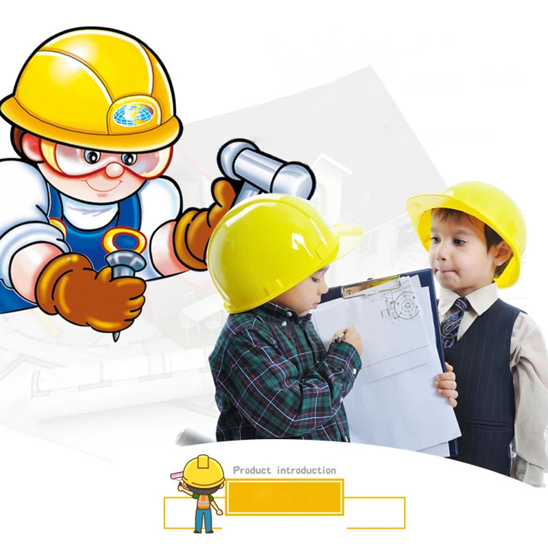 Gorra de ingeniería de plástico para niños, divertido casco de simulación, gorra de ingeniería, casa de juegos, juego de guardería, juguetes de juego de rol