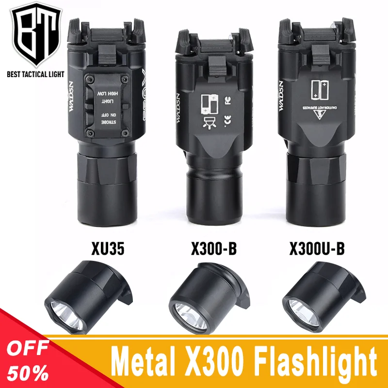 WADSN X300-B X300U-B XU35 New All Metal X300 Flashlight White Light Strobe Pistol Gun Lamp Glock G17 18 19 Hunting Accessories