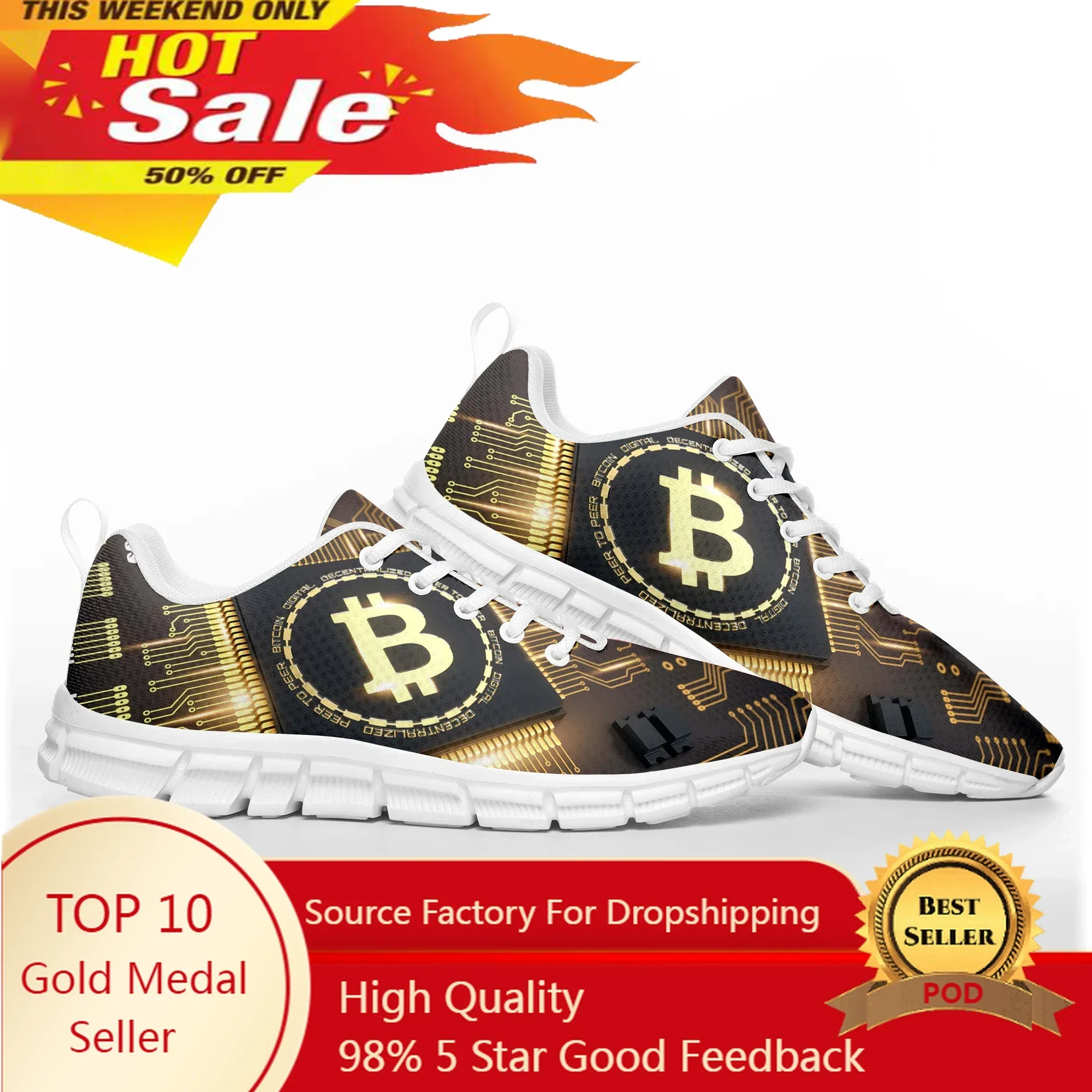 Bitcoin Cryptocurrency Miner BTC Coin Sports Shoes Mens Womens Teenager Kids Children Sneakers Custom High Quality Couple Shoe