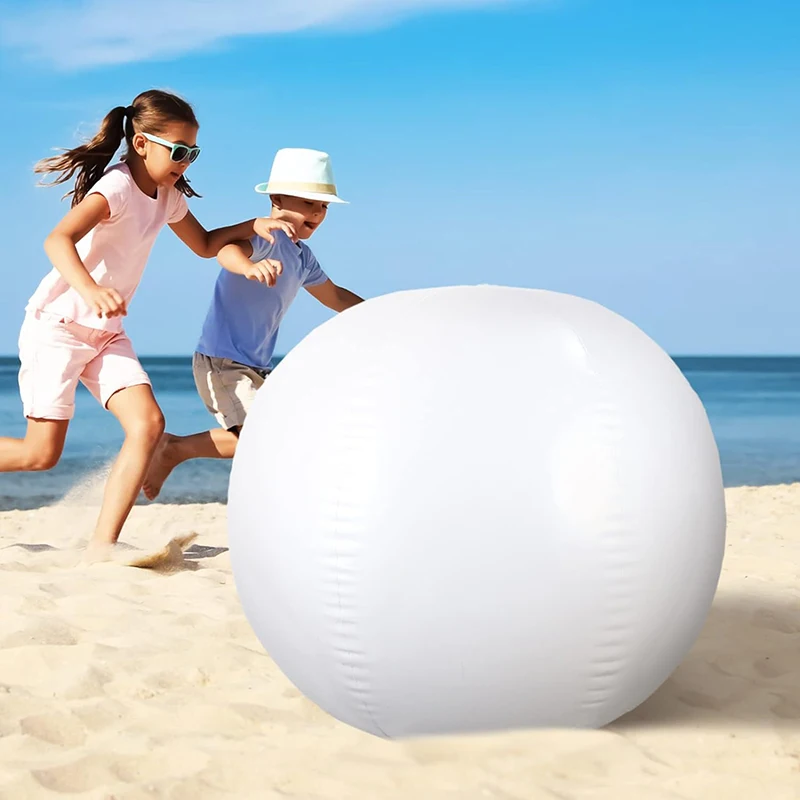 Bola de praia gigante branca para crianças, bola inflável para jogos aquáticos, feriado de verão havaiano, brinquedos tropicais, 5 pés, 60 polegadas