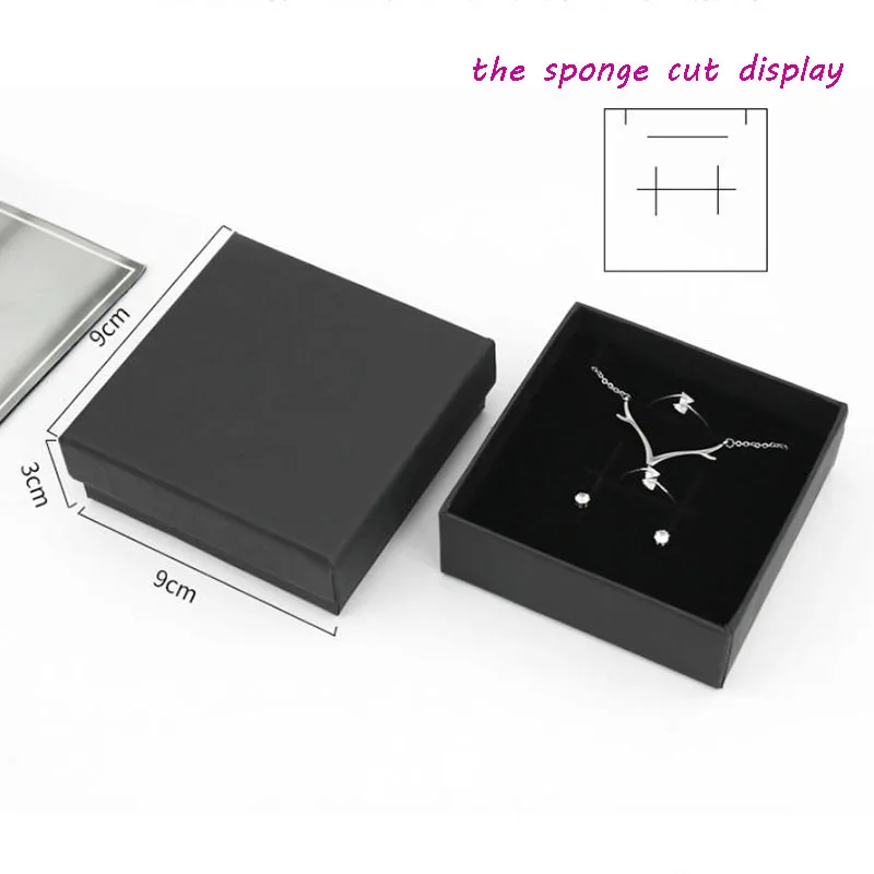 

40 шт./лот, черный квадратный органайзер для ювелирных изделий, подарочная коробка, настраиваемый логотип, обручальное кольцо, серьги, ожерелье, браслет, витрина