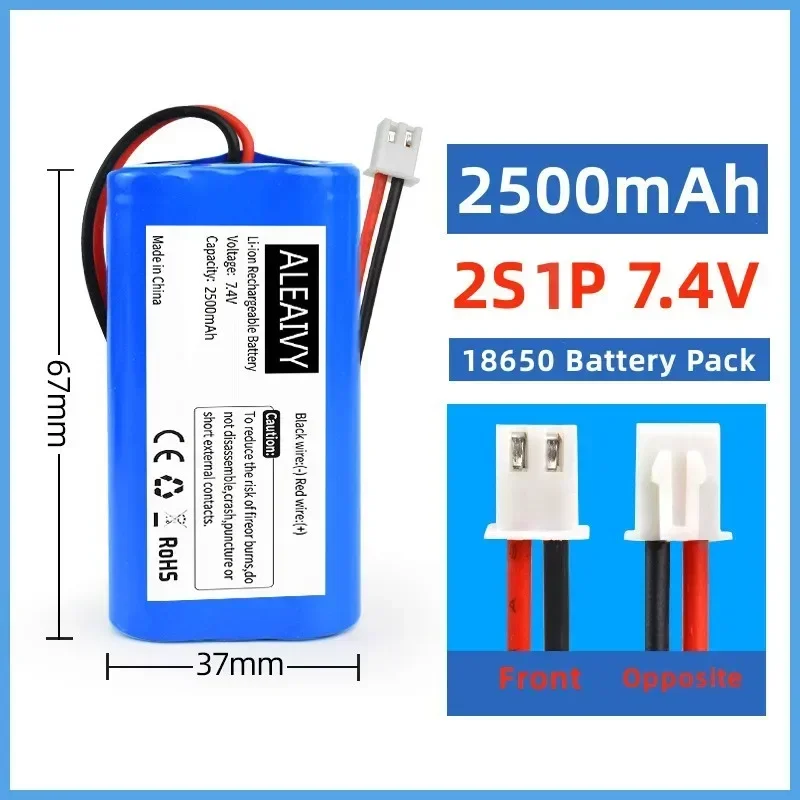 7.4V 3.5Ah Li-ion Rechargeable Battery with XH2.54 Connector, Replacement for Light Sound Box Radio Headlights DIY Speaker Parts