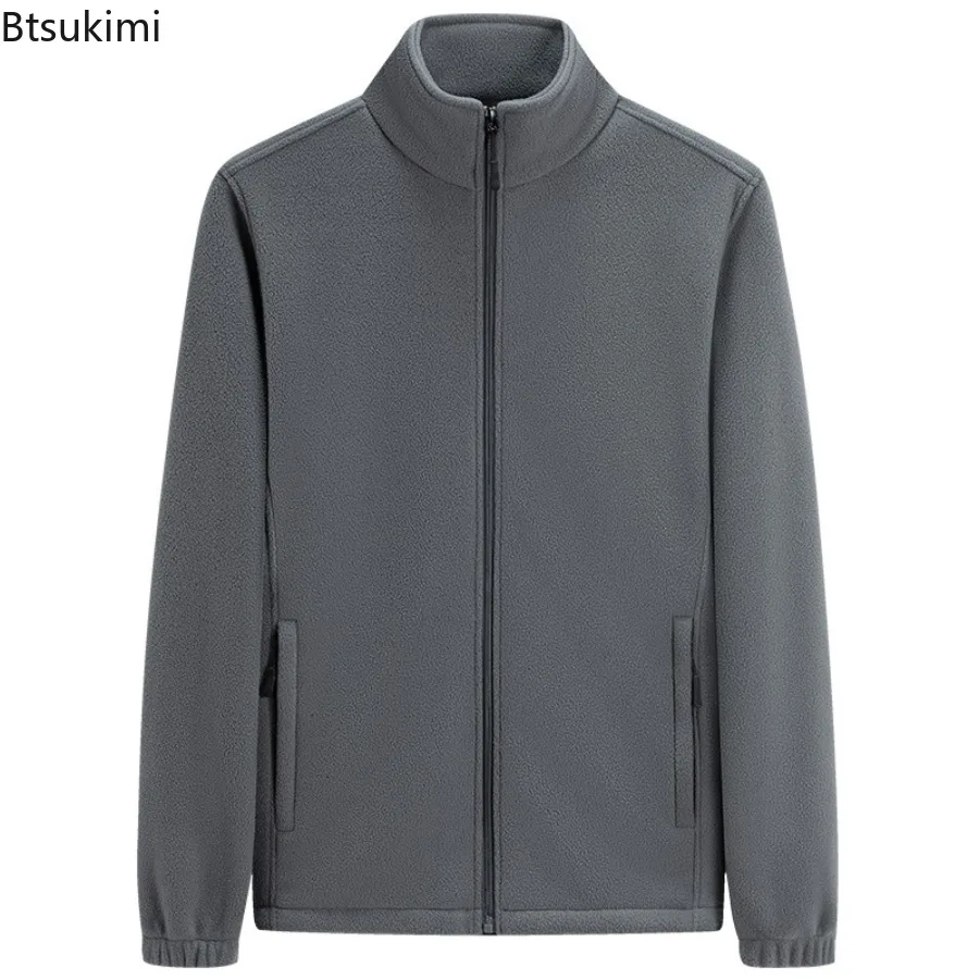 

Spring Autumn Men's Polar Fleece Hoodies Jackets Soft Casual Long Sleeve Stand Collar Zipper Coats Outdoor Warm Sweatshirts Male