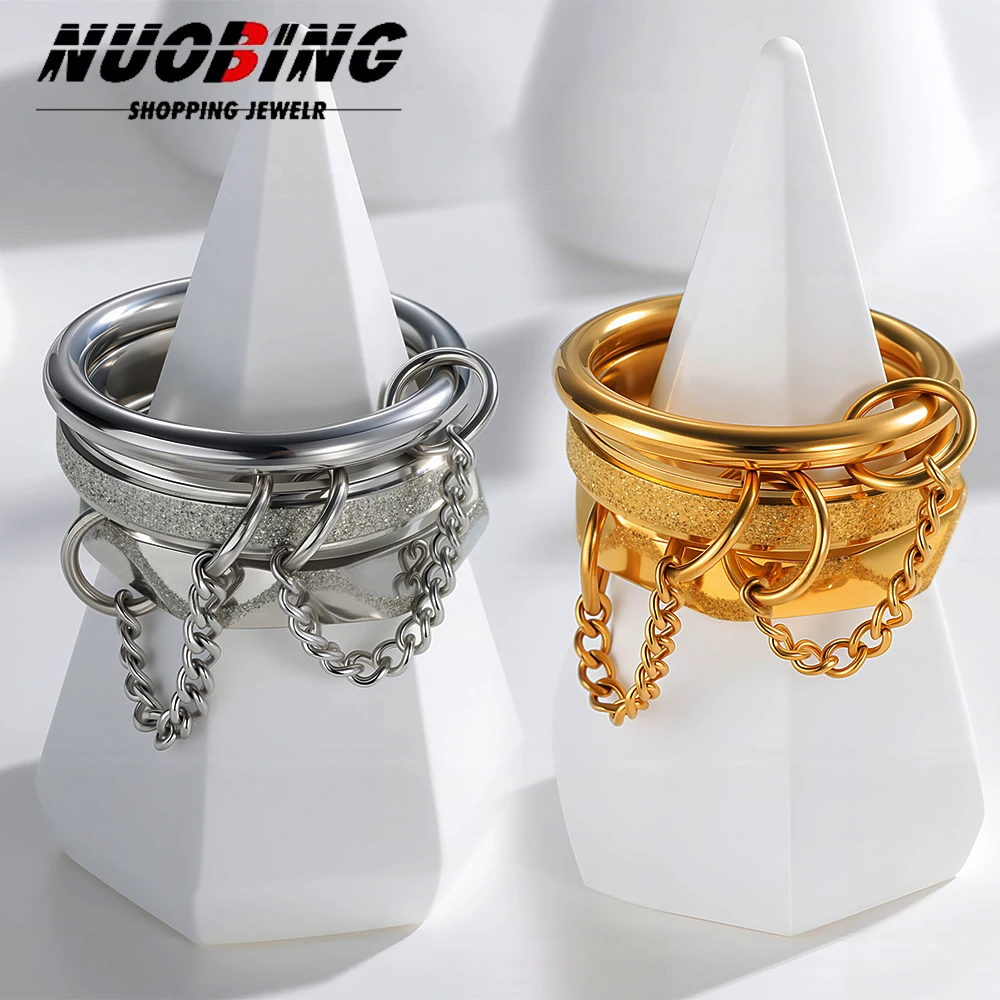 Multi-layer Spiral Twisted Matte Geometric Cutting Beveled Edge Stacking Ring Stainless Steel Unisex Jewelry Gift Accessories