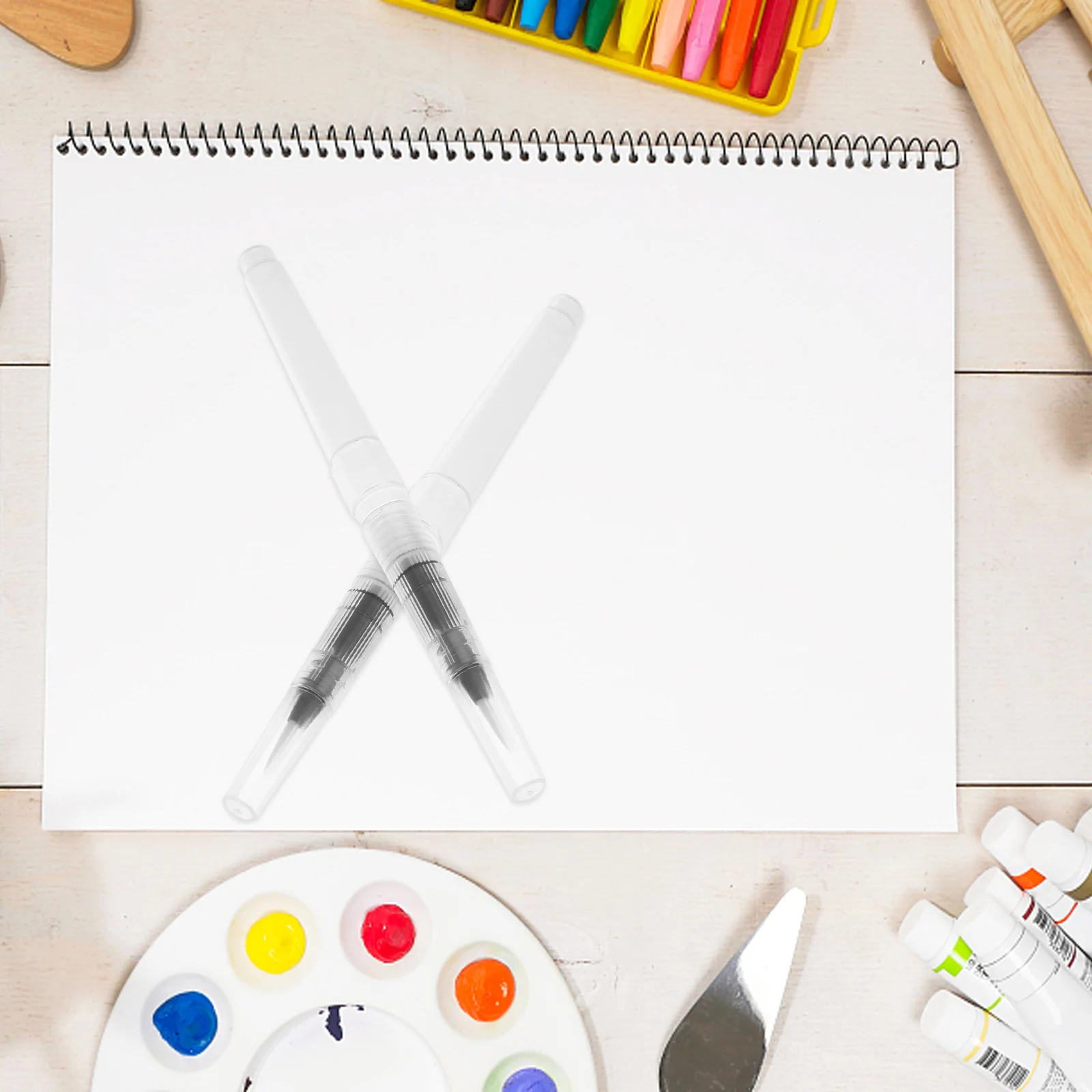 

6pcs Watercolor Brush Pens For Painting Drawing With Water-Soluble Crayons Markers Smooth Control For Artists