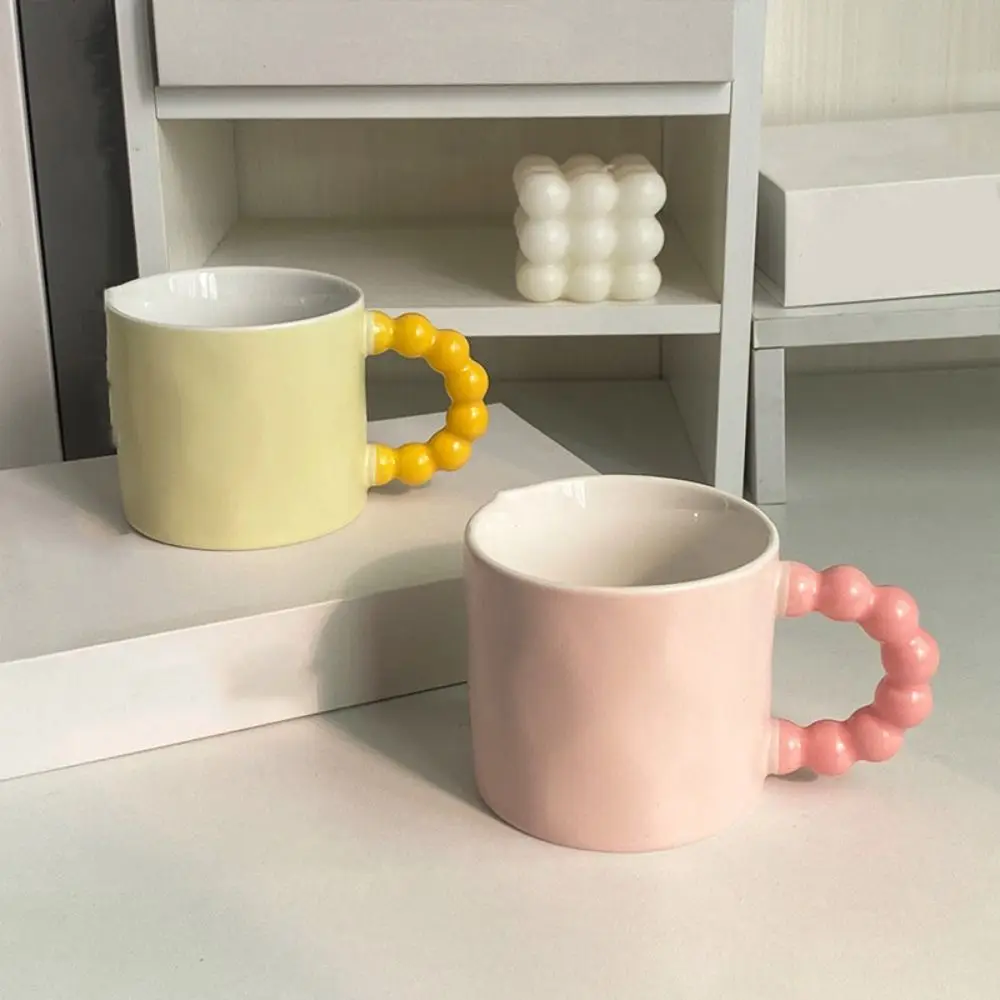 

Macaron Color-Blocking Ceramic Water Cup Simple Matte Creative Design Ceramic Cup Practical Use High Appearance Level Milk Cup