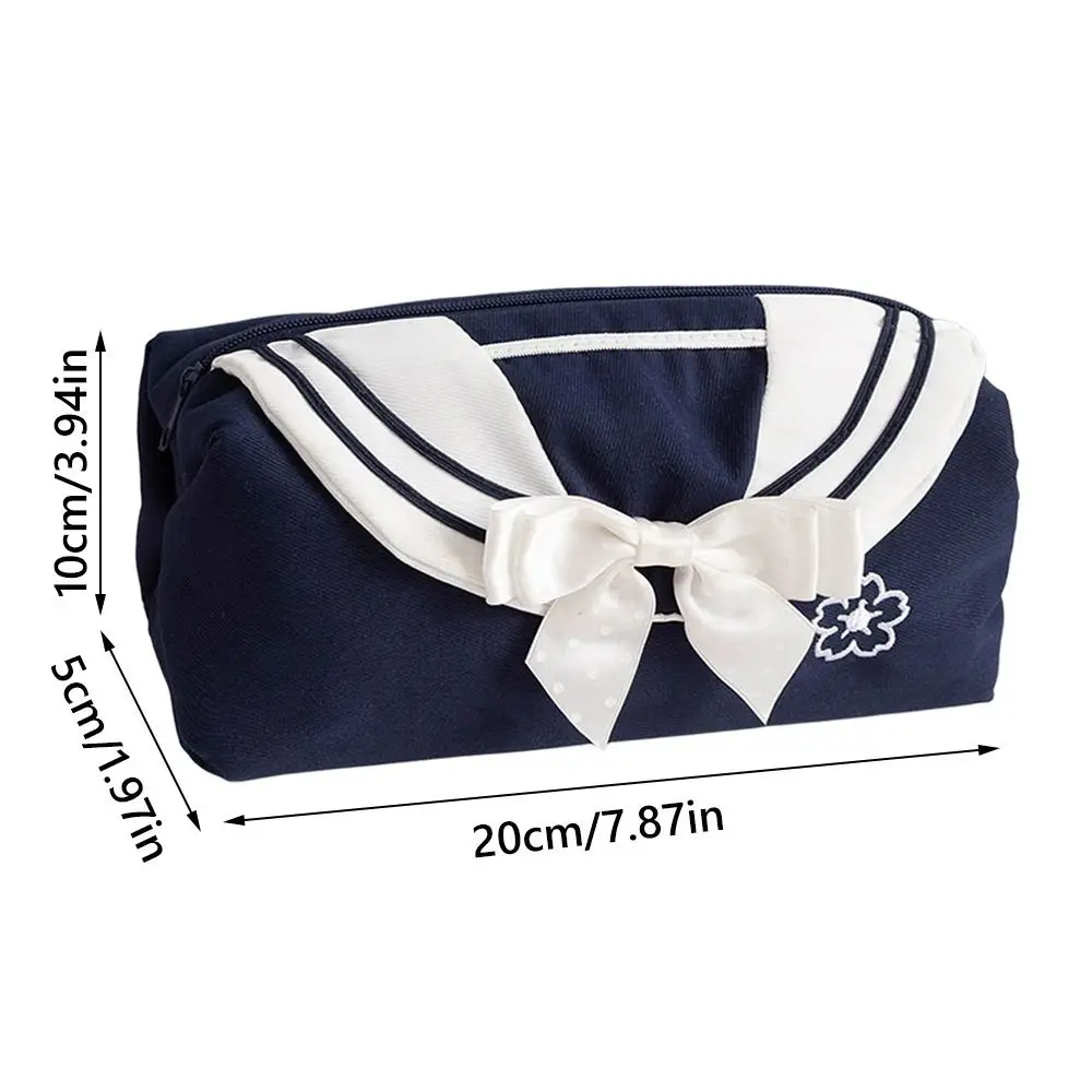 INS JK Bowknot Pen Bag Soft Touch Large Capacity Pencil Case Portable Pen Pouch Students Gift