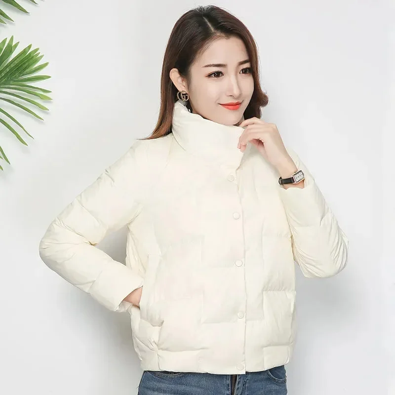 Winter 2025New Korean Collar Down Cotton-Padded Jacket Female Short Parkas Loose Warm Cotton Padded Coat Frivolous Women Outwear