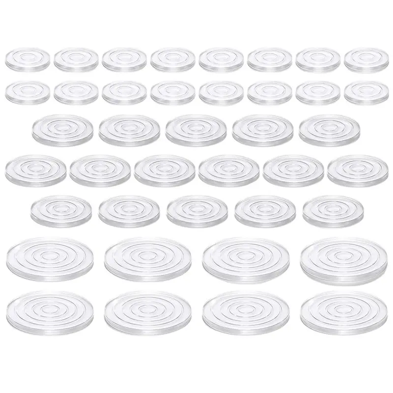 AB34-Anti Slip Pads 40Pcs Self-Adhesive Transparent Non Slip Mats Multi Size For Cutting Board Furniture Shock Absorption