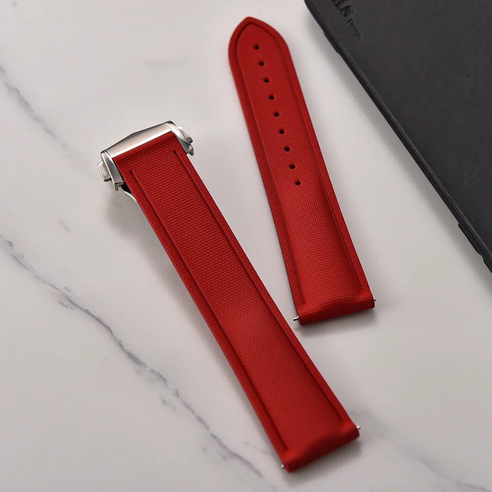 

Hot Pop FKM Rubber For Omega Seamaster Swatch Watch Strap 20mm21mm22mm Folding Buckle Waterproof Watchband Women Men Accessories