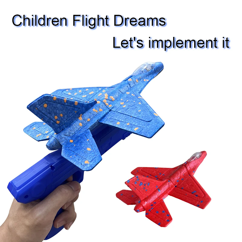 Foam Plane Glider Fighter Ejection Aircraft Launcher Catapult Children Outdoor Game Shooting Fly Toy for Children Birthday Gifts