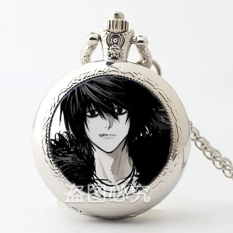 Death Note Light Yagami Pocket Watch, Student Necklace Watch, Flip Clock, Custom Photo - view 5