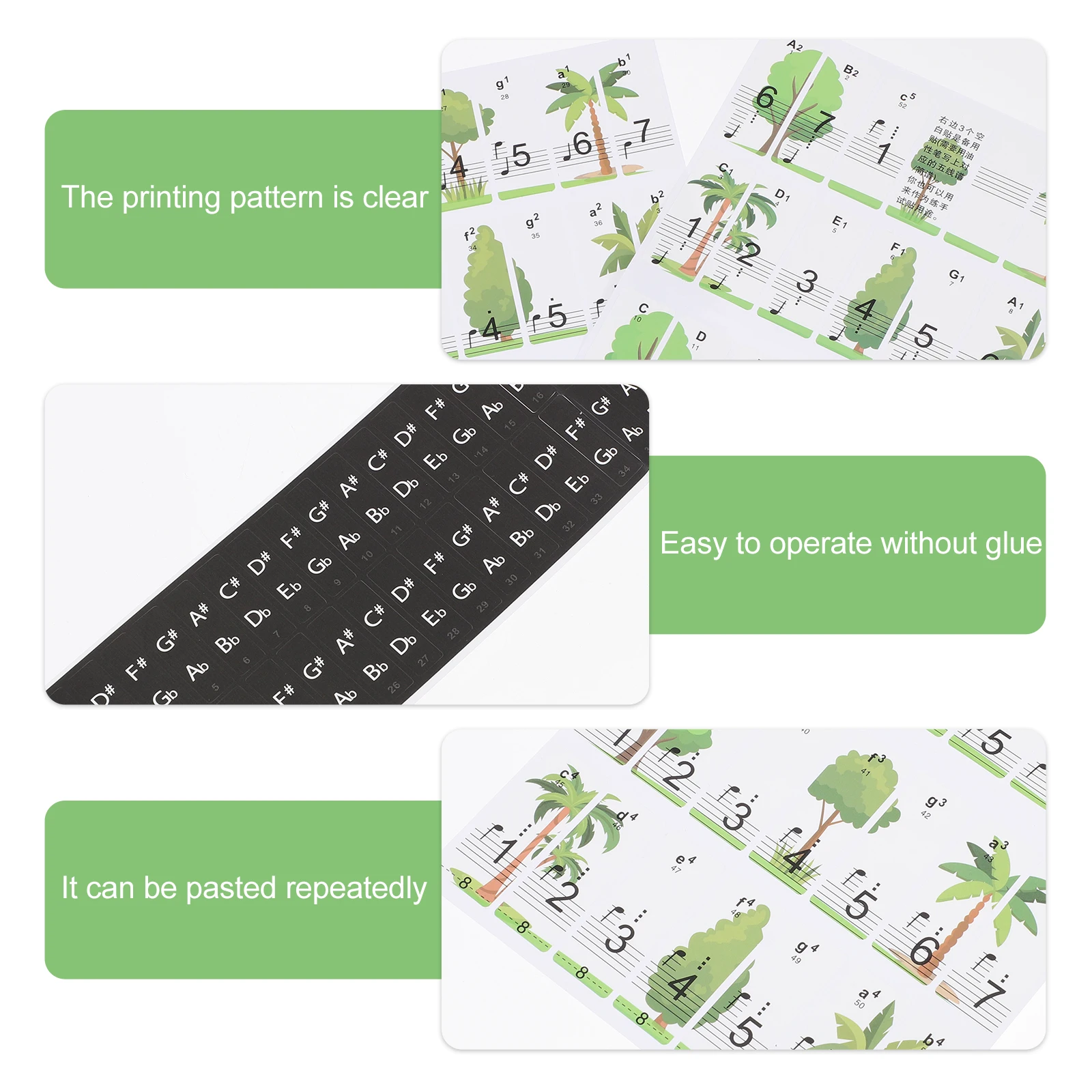 

Keyboard Piano Keys Sticker Kids Full Size Removable Stickers for Beginners Child
