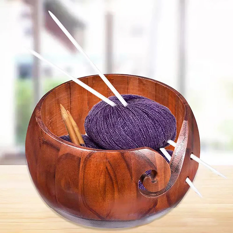 Storage Bag Arts Knitting Crochet Weaving Tool Wooden Yarn Bowl Woolen Knitting Storage Basket Wool Holder Organizer