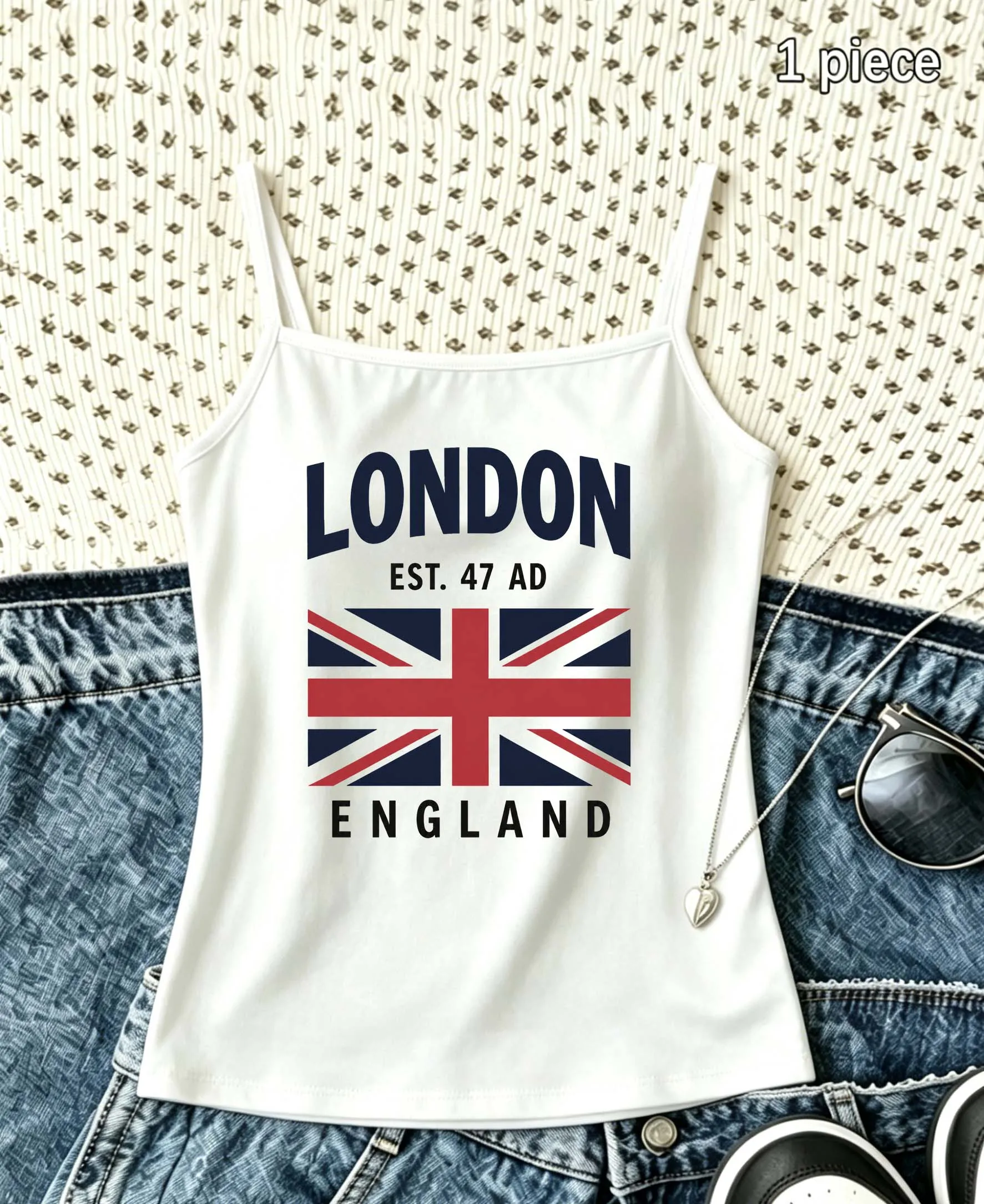 Women Summer Camisole London England Flag Graphic Print Tank Top Vintage UK Soccer Sleeveless Vest Casual Y2K Crop Tops