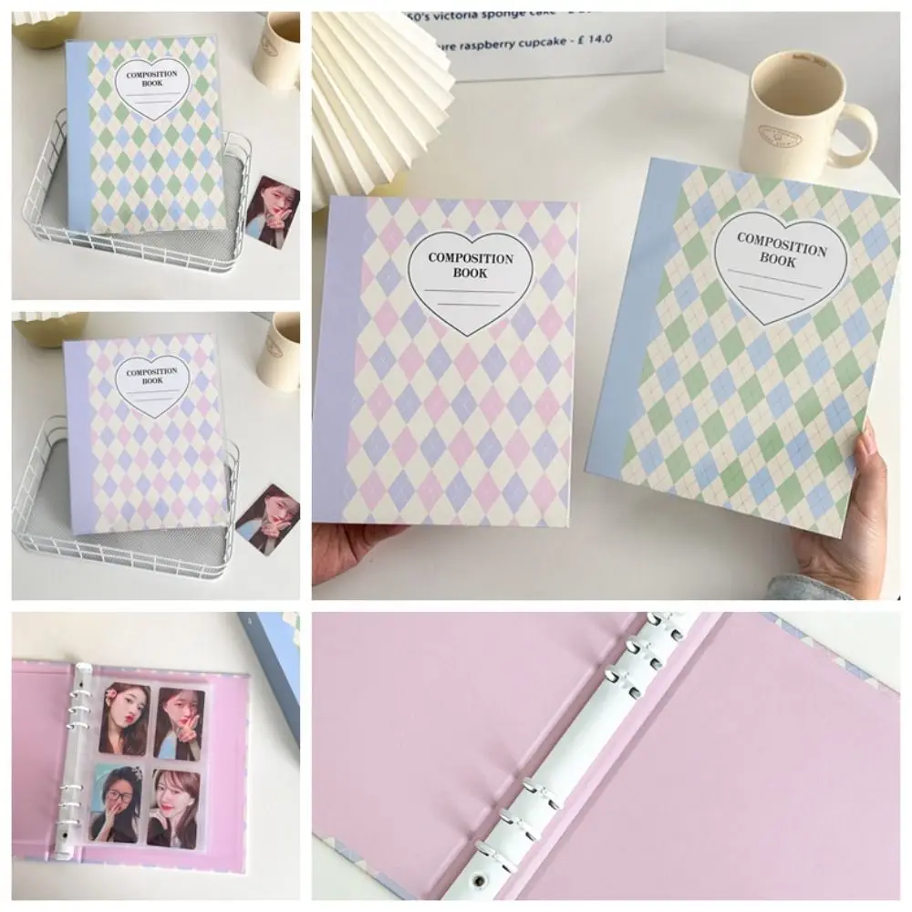 Cardboard Colorful Idol Photo Album Inside Page Album Shell Book Jacket Baffle Rhombus Cream Loose-Leaf Small Card Storage
