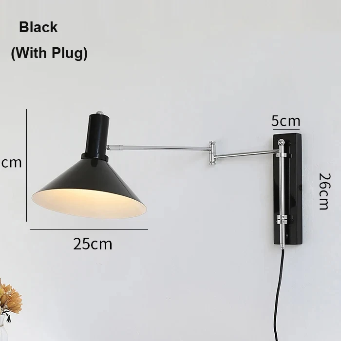 Bauhaus Rocker Wandlamp Met Stekker Opvouwbare Slaapkamer Naast Retro Nachtkastje Muur Leesbedrading Gratis Draaibare LED Wandlamp
