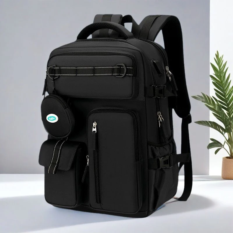 

Large Capacity Unisex Backpack with Independent Shoe Compartment Multi-pocket Casual Laptop Shoulders Bag with Reflective Stripe