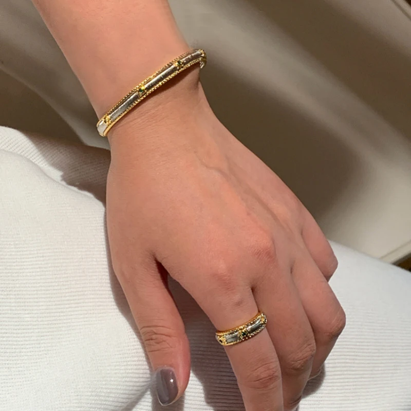 New Arrival 925 Sterling Silver Texture Zircon Bracelet For Women Retro Design Grace Banquet Jewelry Gifts Dropshipping
