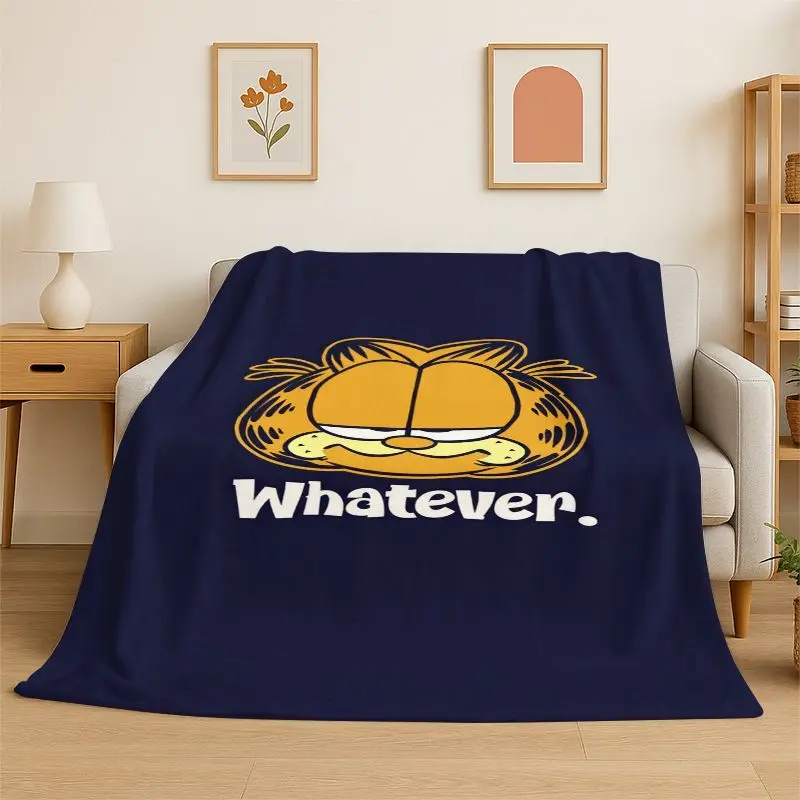 Cartoon Funny G-Garfield Cat Flannel Blanket Soft Warm Throw Blanket for Bedroom Living Room Bed Travel office Picnic Fest Gift