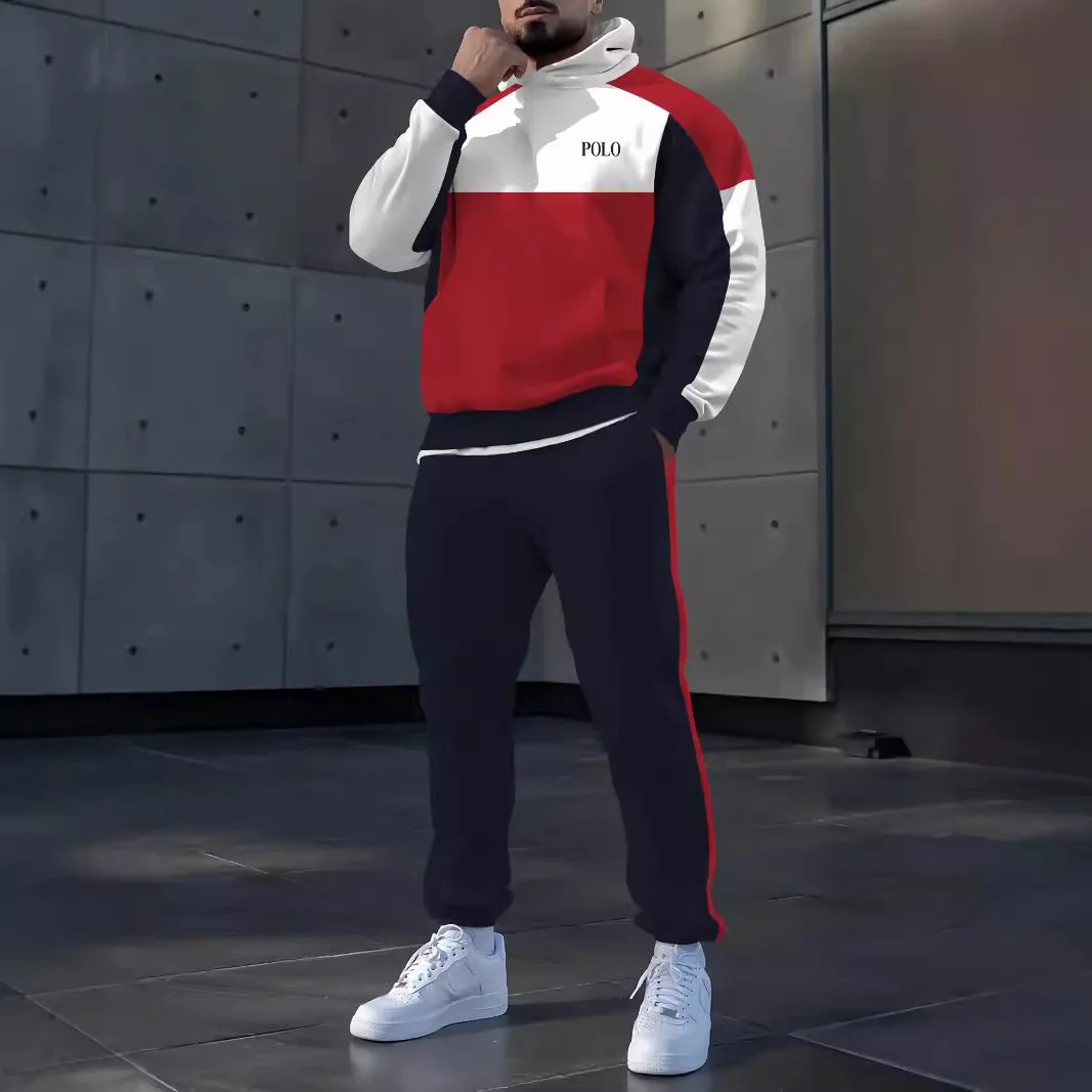 Spring Autumn Mens Hoodie Set Loose 3D Printed Trendy Casual Sports Stylish Longsleeve  Long Pants 2piece Set