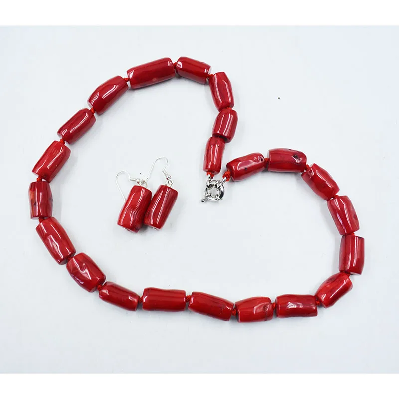 5X8MM 3A red coral necklace. Classic, beautiful bride wedding necklace 18\
