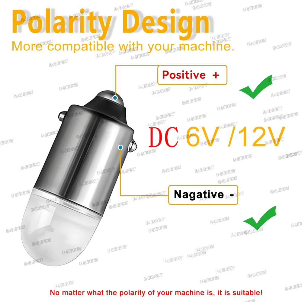 4P AC 6V 6.3V 12V بدون قطبي # 44 # 47 T11 H6W T4W BA9S # 44 # 47 LED لمبة مصباح يدوي آلة الكرة والدبابيس ضوء لعبة سيارة لعبة الضوء #4