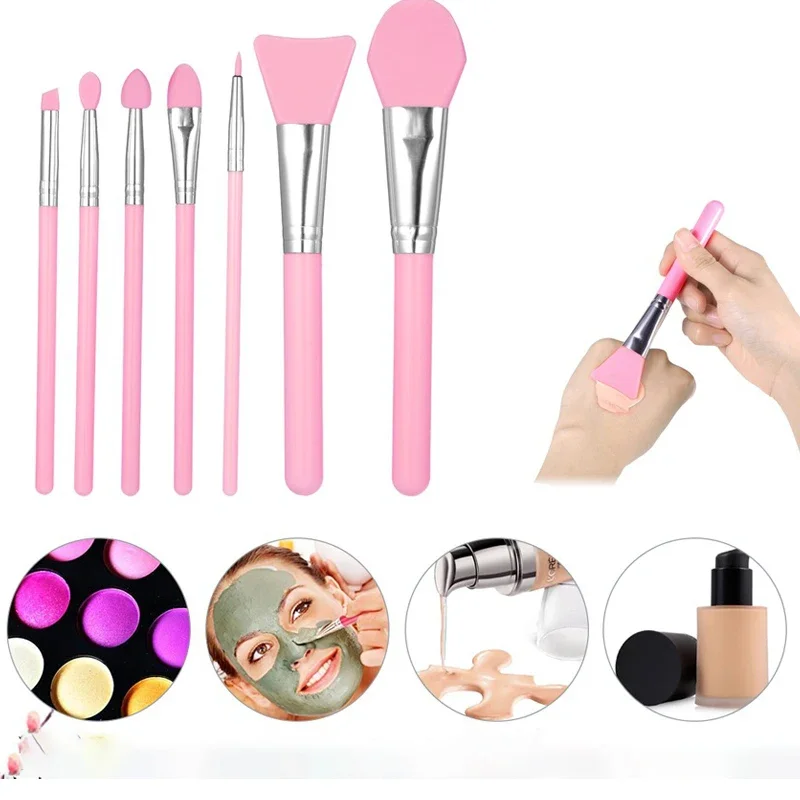 7Pcs/Set Silicone Flat Head Face Mask Brush for Gel Mask Mud Mixing Face Mask Brush Cosmetic Makeup Tool Blending Make up Brush